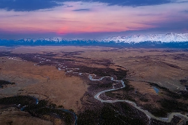 シベリアの夕焼けの景色