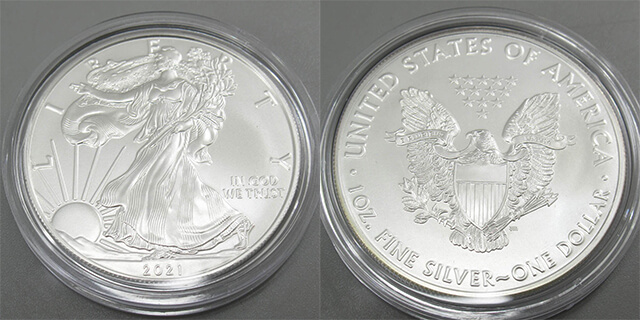 アメリカイーグル銀貨 2021年発行 純銀1オンス 本物です - 貨幣