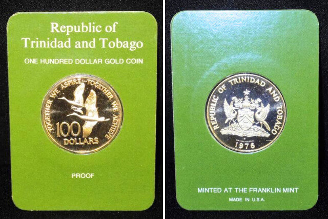 トリニダード・トバゴ共和国 プルーフ100ドル金貨 1976種類外国貨幣硬貨