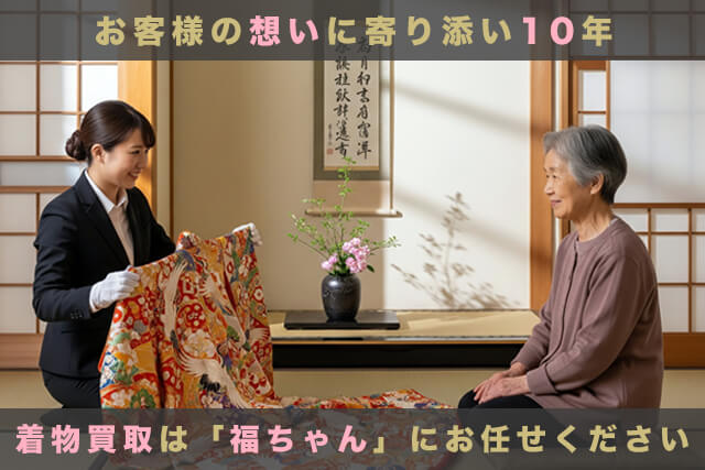 お客様の想いに寄り添い10年。着物買取は「福ちゃん」にお任せください