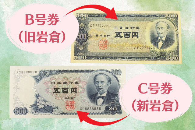 500円紙幣と500円貨幣