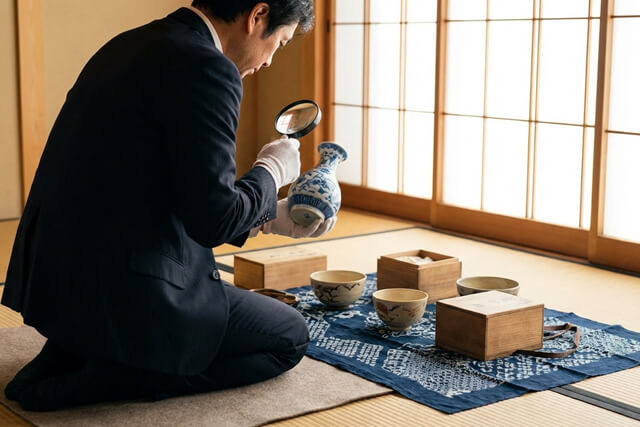 買取福ちゃんの出張買取風景：割れ物や骨董品も安心の無料査定