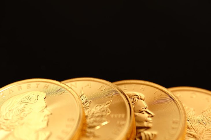 複数種類の金貨が並んでいる