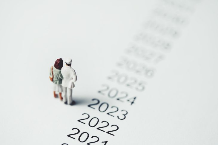 年表の上にいる2人の人々