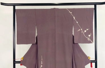 本加賀友禅 初代由水十久 童子 梅の木 作家物