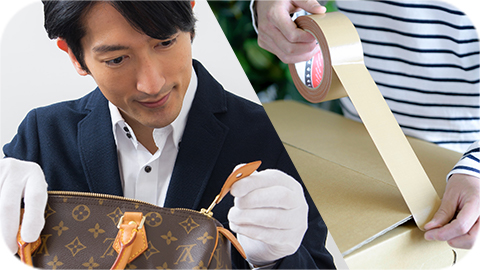 イメージ写真:出張査定の様子/ダンボールを利用した荷造り
