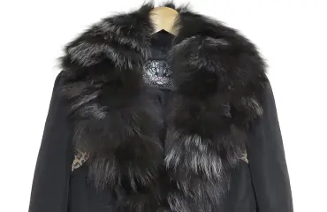 伊太利屋 ジャケット ファー ブラック レオパード