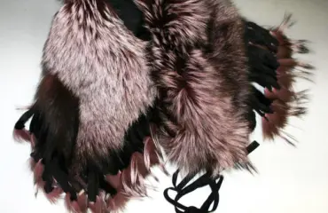 フリンジ風毛皮ファー 紫系 ショール