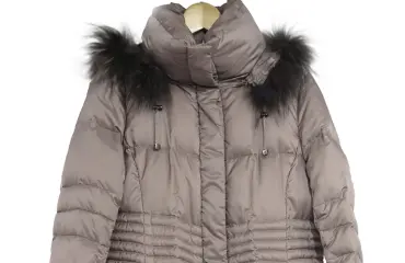 フード ダウンコート ピンクベージュ