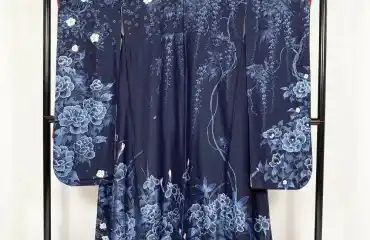 振袖 花 豪華 ネイビー ホワイト