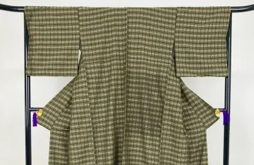 花織 袷 縞 格子 正絹