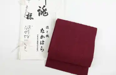 染色家 浦野理一 縦節紬 経節紬 無地 レッド えんじ色