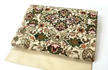 袋帯 明綴れ 花唐草模様