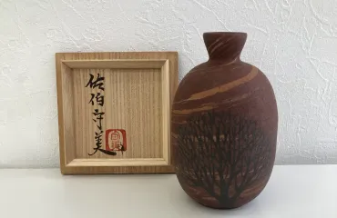 佐伯守美 練上象嵌 樹木文徳利
