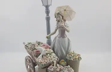 リヤドロ 「花の街角」 ガラスケース付き