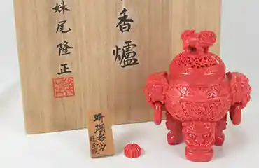 妹尾隆正 本珊瑚 「獅子香爐」