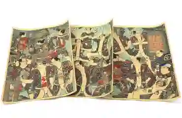 江戸彫勇會 大山滝垢離之図 木版画 現代浮世絵 山本ひさし画 昭和三十二年 1957年