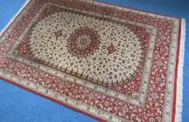 クム シルク100％ 205×141cm オレンジ系 イラン産 ラグマット