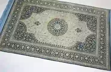 クム マスミ イラン カーペット絹 シルク 72×107cm ブルー系