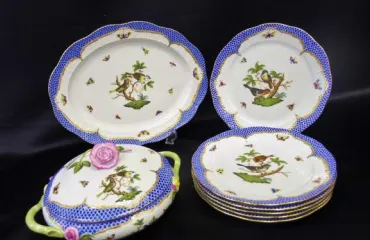 ロスチャイルドバード ブルースケール/ROEB ディナーセット(プレート/チューリン) 8点