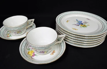 クアランド フラワーブーケ文 C&S+プレート 計10点