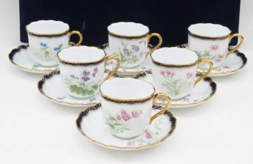 ダイヤモンドコレクション ハンドペイント カップ＆ソーサー 計6客 箱付き