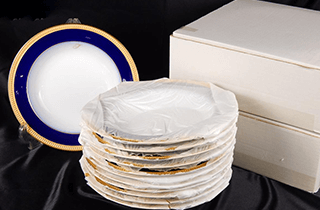 大倉陶園 ロイヤルブルークラウン (瑠璃エンボス) スープ皿12点