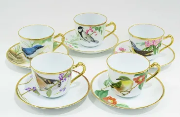 大倉陶園 野鳥シリーズ カップ＆ソーサー 計5客