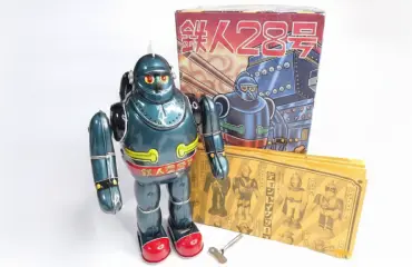 箱付き ビリケン商会 鉄人28号 歩行ブリキ グリーン系 動作未確認