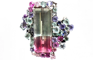 岩倉康二 バイカラートルマリン 7.96ct/ダイヤ 0.22ct